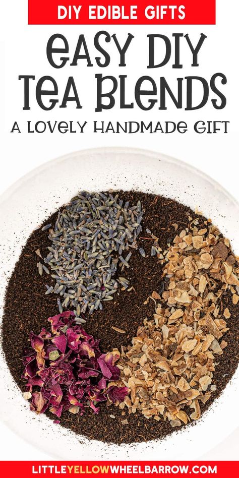 Creating your own tea blends is easy and makes a thoughtful, personal holiday gift. With just a few dried herbs and flowers, you can craft aromatic, beautiful blends right in your kitchen. These custom tea blends are perfect for adding a unique, handmade touch to your gift-giving, offering a cozy and delicious treat that’s sure to be appreciated. Simple, creative, and heartfelt, homemade tea blends make a wonderful holiday surprise! Edible gifts for holidays and Christmas made easy! Custom Tea Blends, Christmas Tea Blend Diy, Diy Tea Gifts Ideas, Diy Tea Blends, Homemade Tea Blends, Diy Teas, Homemade Tea Bags, Homemade Food Gifts For Christmas, Homemade Teas