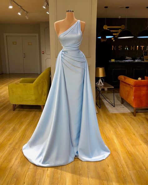 🕊 ✨ on Twitter: "Valdrin Sahiti… " Wedding Reception Dress Silk, Reception Dress Silk, Mermaid Wedding Dress Satin, Baby Blue Prom Dresses, African Mermaid, Wedding Dress Satin, Silk Prom Dress, Cheap Prom Dresses Long, One Shoulder Prom Dress