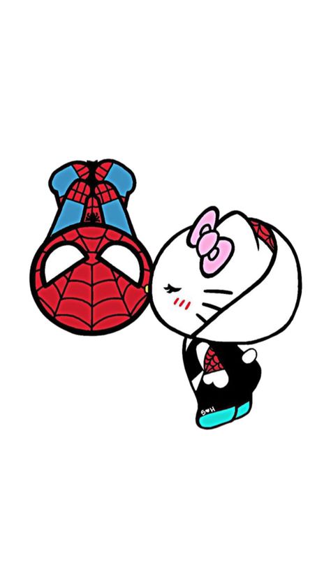 Hello Kitty And Spiderman, Pink Hello Kitty Wallpaper Iphone, Hello Kitty Imagenes, Spiderman Theme, Kitty Drawing, Hello Kitty Cake, Hello Kitty Drawing, Pink Hello Kitty, Canvas Painting Designs