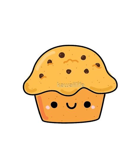 "Kawaii Chocolate Chip Muffin" by kawaiilife | Redbubble Cartoon Muffin, Kawaii Chocolate, Muffin Sketch, Muffin Doodle, Muffin Drawing Cute, Muffin Drawing, Muffin Tattoo, Muffin Cartoon, Cartoon Cupcakes