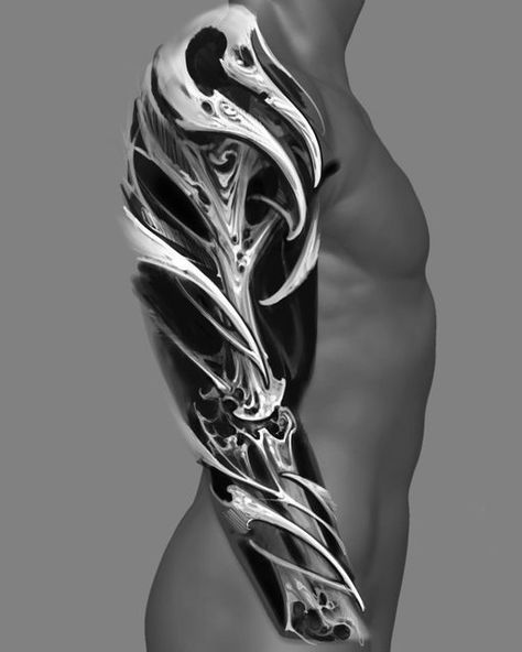 Organic Biomechanical Tattoo Design, Bio Tattoo Design, Bio Organic Tattoo Design, Bioorganic Tattoo Design, Biomechanics Tattoo, Organic Tattoo Design, Bioorganic Tattoo, Biomech Tattoo, Biomechanical Tattoo Design