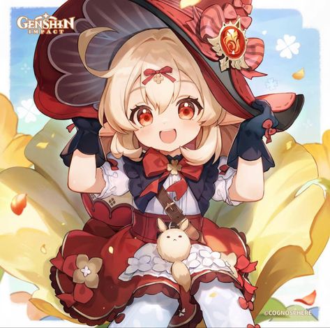 Klee, genshin impact, genshin official art, klee new outfit, genshin outfits, birthday art, dodoco, pyro, mage / SHES SO ADORABLE😭😭 Bd Art, Chibi Characters, Cute Anime Character, Anime Images, Anime Character, Genshin Impact, Art Wallpaper, Favorite Character, Character Art