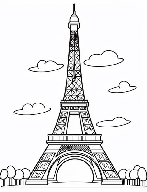 Eifell Tower Draw Easy, How To Draw Eiffel Tower, Paris Drawing Easy, Efile Tower, Eiffel Tower Drawing, Paris Drawing, Travel Cake, Peace Poster, Paris Tour Eiffel