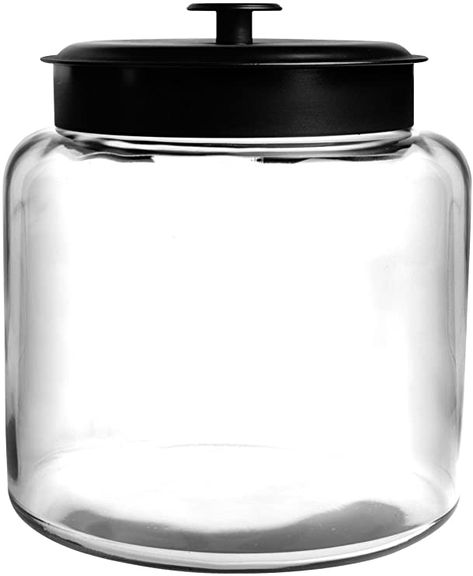 Anchor Hocking 1.5 Gallon Montana Glass Jar with Fresh Seal Lid, Black Metal, Set of 1 Gallon Glass Jars, Glass Pantry, Gallon Jars, Airtight Storage, Glass Jars With Lids, Kitchen Canisters, Pantry Storage, Favorite Kitchen, Brushed Metal