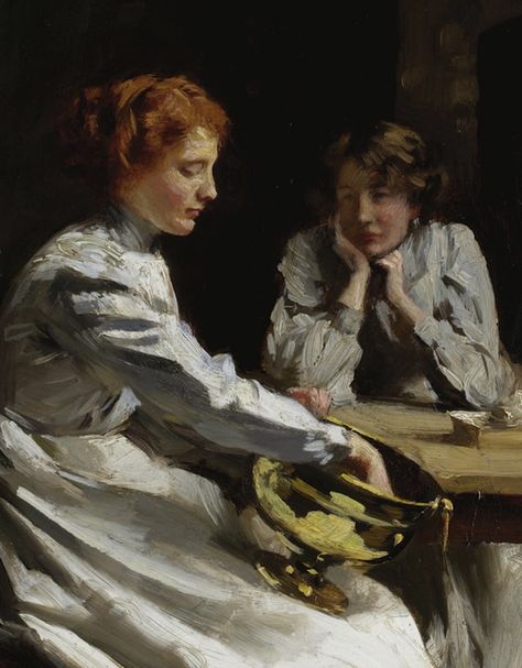 Thomas Benjamin Kennington (British, 1856-1916) Polishing the Brass, 1912 Woman Loving Woman, Lesbian Art, Rene Magritte, Queer Art, English Art, English Artists, A4 Poster, Old Paintings, Classical Art