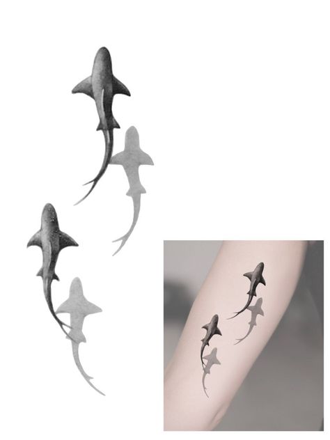 2 Sharks Tattoo, Sharks Tattoo, Small Shark Tattoo, Tattoo Shark, Shark Tattoo Ideas, Travel Tattoo Ideas, Nature Tattoo Ideas, Band Tattoos For Men, Lizard Tattoo