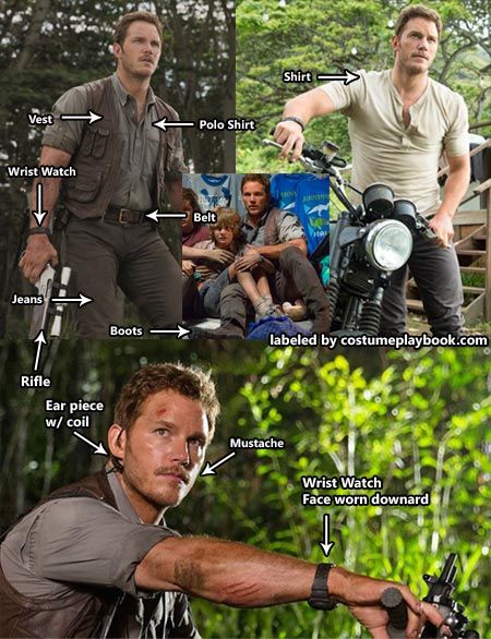 Dress up as the latest action star to hit the theaters - Chris Pratt as Owen from Jurassic World! Full guide here: http://costumeplaybook.com/movies/2900-jurassic-world-costumes/ Owen Grady Costume, Claire And Owen, Owen And Claire, Owen Grady, Costume Family, Costume Guide, Jurrasic Park, Family Costumes, Cosplay Halloween