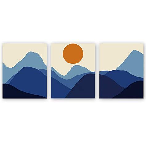 Mountains Art Painting, Sunrise Art, Simple Canvas Paintings, Easy Canvas Art, Soyut Sanat Tabloları, Seni Cat Air, 수채화 그림, Simple Acrylic Paintings, Small Canvas Art