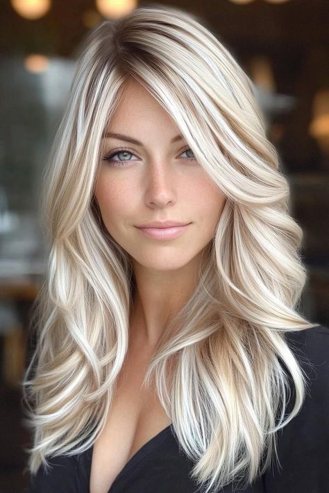 fall blonde hair, hair transformations, hair inspiration Hairstyles For Blondes Medium, Hair Color Ideas For Christmas, Winter Blonde Hair Trends 2024, Multi Tonal Blonde Hair Highlights, Color And Highlights Blonde, Blonde Hair To Hide Grey Roots, Full Blonde Hair Color, Blonde Hair For Round Faces, Blonde Hair Cuts For Round Faces