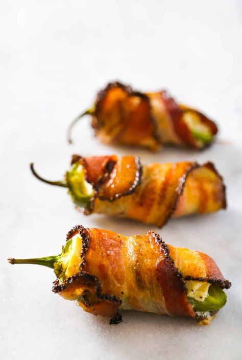 Bacon Wrapped Jalapeno Poppers Jalapeno Popper Appetizer, Marshmallow Recipes, Bacon Wrapped Appetizers, Valentines Recipes, Salty Marshmallow, Veggie Quiche, Soup Vegetarian, Bacon Wrapped Jalapeno Poppers, Recipe Thanksgiving