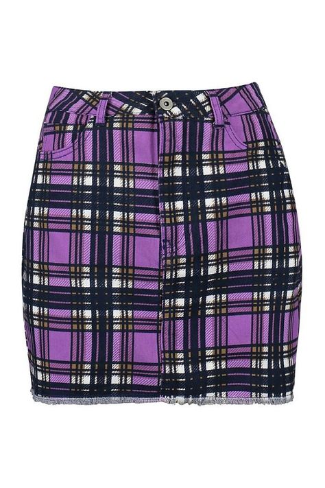 Boohoo Purple Check Denim Mini Skirt Png Bottoms, Purple Plaid Skirt, Polyvore Clothes, Pretty Aesthetic, Purple Plaid, Plaid Skirt, Plaid Skirts, Denim Mini, Denim Mini Skirt