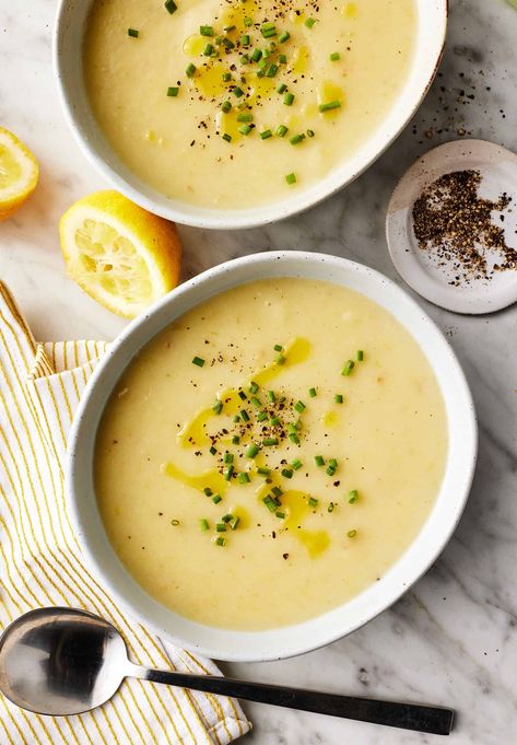 Love and Lemons - Healthy, whole food, vegan and vegetarian recipes Rosemary Garnish, Creamy Potato Leek Soup, Vegan Potato Leek Soup, Leeks Soup Recipes, Cream Of Celery, Potato Leek, How To Make Potatoes, Potato Leek Soup, Cream Of Celery Soup