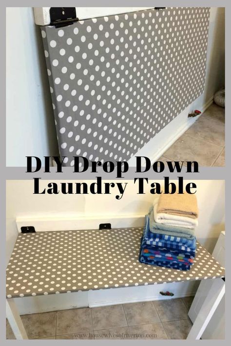 Diy Drop Down Table, Laundry Folding Tables, Laundry Room Tables, Laundry Room Folding Table, Laundry Table, Stacked Laundry Room, Fold Out Table, Laundry Room Ideas Small Space, Small Laundry Room Makeover