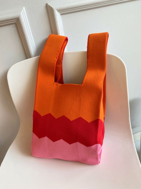 Crochet Color Block Bag, Casual Colorful Crochet Shoulder Bag, Colorful Crochet Rectangular Bag, Casual Multicolor Crochet Bag, Colorful Handmade Crochet Shoulder Bag, Colorblock Crochet, Color Block Crochet, Color Block Tote Bag, Block Crochet