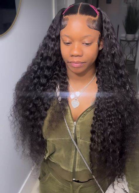 Back To School Hairstyles Wigs, Wig With 2 Ponytails, Quick Weave Curly, Cute Weave Hairstyles, 2 Ponytails, Hair Inches, Birthday Style, Color Wigs, High Ponytail Hairstyles