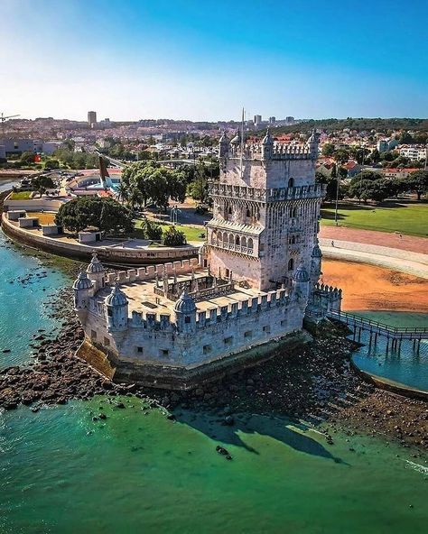 Love Portugal - Savor Lisbon's summer vibes: vibrant... World Famous Places, Visit Portugal, Places In Europe, Belem, Famous Places, Birds Eye, Great Pictures, Tower Bridge, Tourist Attraction