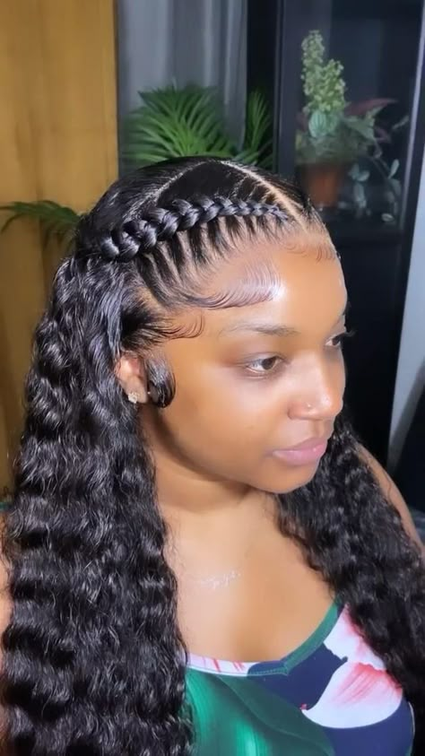 Two Braid Hairstyles, Frontal Wig Hairstyles, Birthday Hairstyles, Quick Weave Hairstyles, Braided Cornrow Hairstyles, Frontal Hairstyles, Hair Hoco, Protective Hairstyles Braids, Hairstyles Braided