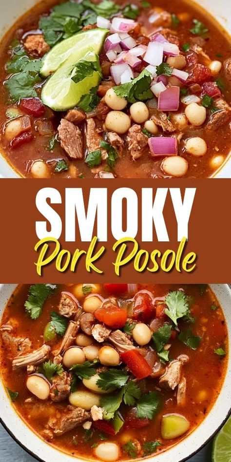 Warm up with a bowl of comforting Smoky Pork Posole! 🥣 This traditional Mexican stew is made with tender pork, hominy, and smoky spices, creating a bold and flavorful dish perfect for dinner. 🌶️ It’s an easy, one-pot recipe that brings a little heat and a lot of flavor to your table. 👉 Save this Pin and try it tonight! #PorkPosole #MexicanRecipes #StewRecipes #ComfortFood #OnePotMeals #DinnerIdeas #HomemadePosole #EasyDinnerRecipes #PorkRecipes Pork Posole Recipe Easy, Easy Traditional Mexican Dishes, Crockpot Pork Posole, Crock Pot Posole, Posole Recipe Pork, Easy Posole, Easy Posole Recipe, New Mexico Posole Recipe, Pozole Recipe Pork