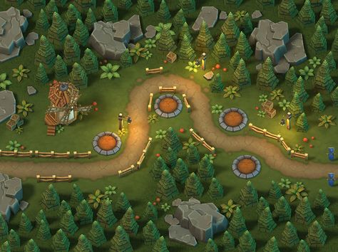 ArtStation - Tower Defense Levels, Yegor Blinov Tower Defense Game Design, Tower Defense Concept Art, Tower Defense Game, Top Down Game, Game Level Design, Tower Games, Tower Design, Tower Defense, Low Poly Art