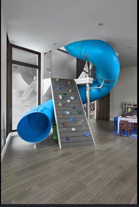 Indoor Slide, Indoor Playroom, Indoor Slides, Outfit Travel, Playroom Design, Playroom Ideas, Climbing Wall, Kids Room Design, Dream Rooms