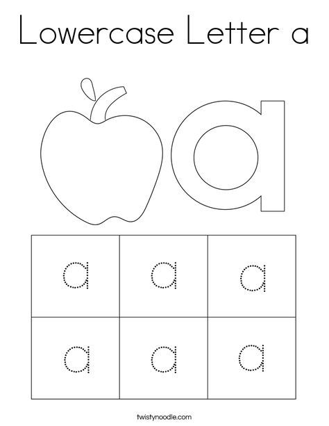 Lowercase Letter a Coloring Page - Twisty Noodle Letter A Tracing Worksheets For Preschool, Lowercase A Worksheet, Lower Case Letter Worksheets For Preschool, A Tracing Worksheets, Montessori Worksheets, Letter Writing For Kids, Lowercase Letters Printable, Letters Coloring Pages, Free Printable Alphabet Worksheets