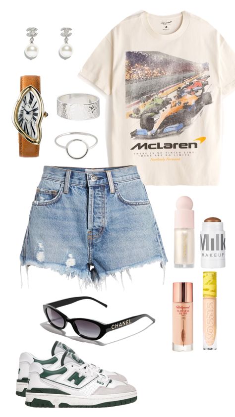 Summer Races Outfit, Wag Aesthetic Outfits, Race Day Outfits F1, F1 Outfit For Women Mclaren, Indycar Outfit, F1 Wag Outfits, Mclaren F1 Outfit, F1 Outfits Women, Grand Prix Outfit Women