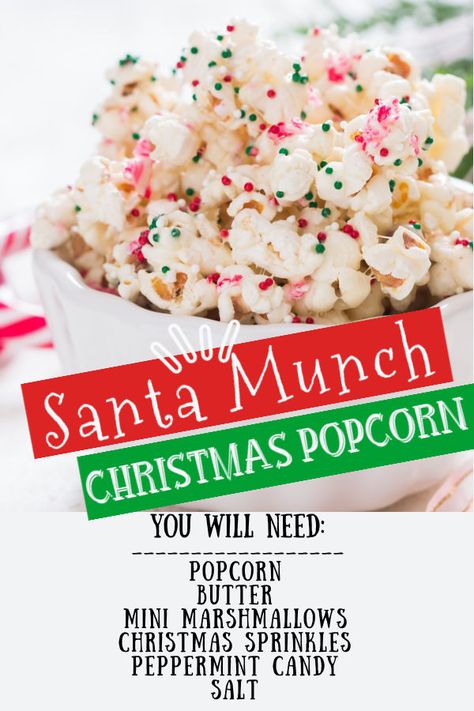 Christmas Popcorn Recipes, Holiday Popcorn, Morning Ideas, Fun Holiday Treats, Christmas Popcorn, Edible Christmas Gifts, Crafty Morning, Popcorn Treats, Kris Kringle