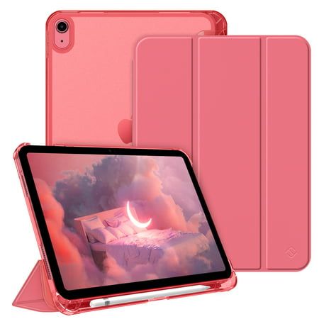 Materials: Premium synthetic leather with soft non-scratch microfiber interior front; Slim lightweight durable protective translucent frosted Back Cover. Compatibility: This case is designed for iPad 10th Generation 10.9 Inch Tablet 2022 Release (Model Number: A2696 / A2757 / A2777) ONLY; Will not be compatible with other iPad Tablets. Product Contents: 1x Fintie SlimShell Case PLEASE NOTE:Colors shown in pictures may slightly differ from actual product due to lighting and color settings. Color: Pink Ipad With Case, Ipad Case Pink, Ipad 10th Generation Case, Lockscreen Iphone Quotes, Ipad Case With Pencil Holder, Ipad Things, Ipad 10th Generation, Apple Ipad Accessories, Cute Ipad Cases