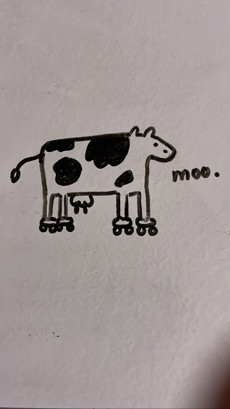 Silly Cow Drawing, Funny Drawings Sketches Doodles, Small Doodles Aesthetic Grunge, Funny Drawings Ideas Doodles, Weird Doodles Funny, Funny Sketches Doodles, Cow Sketch Easy, Funny Little Doodles, Simple Doodles Art