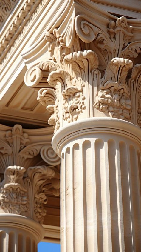 Greek temple architecture building column. | premium image by rawpixel.com / Tanat Chittirungsan Greek Corinthian Column, Greek Temple Aesthetic, Corinthian Architecture, Pillars Architecture, Greek Pillars, Archaeology Aesthetic, Temple Background, Ancient Greek Temple, Egypt Architecture