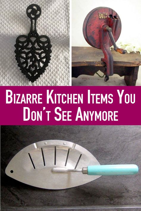 Back in the 1960s, kitchens had non-electric scales to portion food, while the 1930s saw a specific tool to cut green beans. And some of these gadgets look like bizarre medical devices. Get ready; these vintage kitchen items are a sight to behold. Vintage Repurposed Items, Antique Kitchen Gadgets, Vintage Kitchen Tools, Retro Kitchen Accessories, Vintage Kitchen Items, Vintage Kitchen Gadgets, Antique Kitchen Decor, Vintage Kitchen Utensils, Vintage Thrift