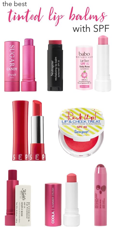 The best tinted lip balms with SPF that keep your lips soft, smooth and safe from sun damage while adding a sheer pop of color. Spf Lip Balm, Lip Balm Collection, Lip Conditioner, Soften Lips, Best Lip Balm, Tinted Spf, Makeup Swatches, Tinted Lip Balm, Sun Damage