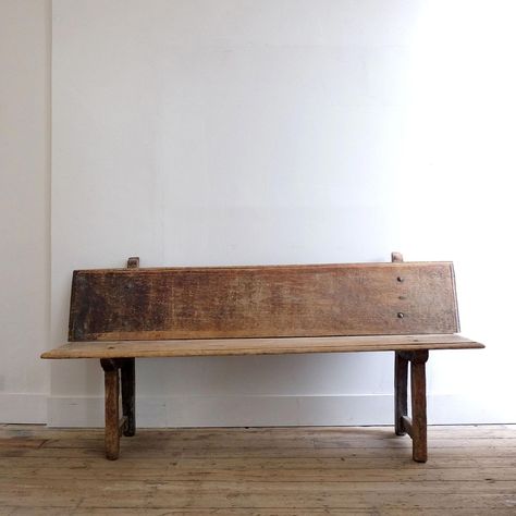 Primitive Spanish Bench › Puckhaber Decorative Antiques › specialists in decorative antiques for over 35 years, London and Rye Antique Bench Entryway, Bucket Bench Primitive, Country Bench, Antique Ottoman Bench, Primitive Bench, Antique Bench, Bench With Back, Country Primitive, Woodworking Projects