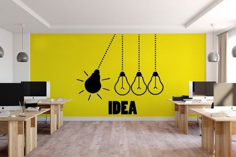 Business Art Murals, Office Wall Colors Business, Office Wall Painting, Office Wall Stickers, Office Decor Business, Office Stickers, Office Wall Graphics, Office Painting, Office Quote