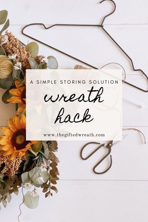 Tired of throwing away wreaths each season? I used to store my seasonal wreaths in a plastic bin in my attic. Most of the time when I would switch out my wreaths for the season, I would have to lug my wreath out from the attic and revive its shape from being stuffed in an overpacked Rubbermaid bin. But now with this simple wreath storing hack, I don’t have to hunt down my wreath in my attic anymore. It's a game changer. #wreath #seasonalwreath #diytips How To Store Wreaths In Attic, Wreath Hanging Ideas, Wreath Alternative, Easy Wreath, Wreath Storage, Dried Wreath, Easy Wreaths, Indoor Wreath, Wall Wreath