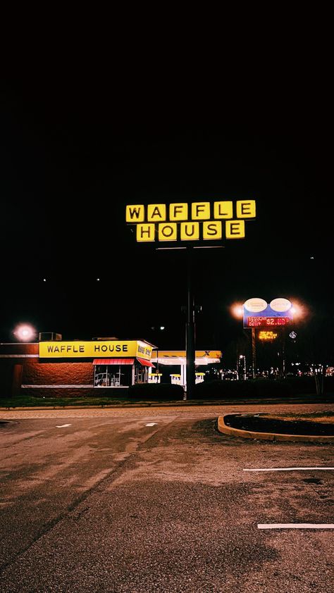 Honeycomb Wallpaper, Late Night Talking, Sign Photography, Late Night Talks, Waffle House, House Aesthetic, Food Spot, Color Vibe, American Architecture