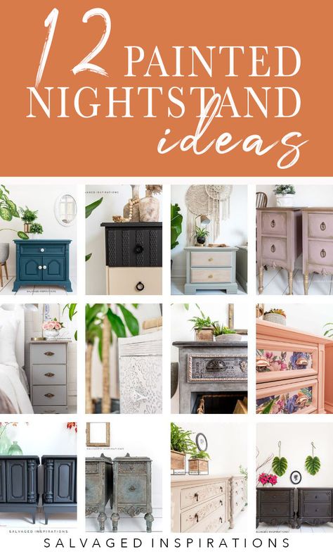 Nightstand Makeover Ideas, Painted Nightstand Ideas, Nightstand Makeover Diy, Easy Diy Nightstand, Diy Nightstand Ideas, Unusual Bedside Tables, Diy Nightstand Makeover, Painted Nightstand, Boho Nightstand