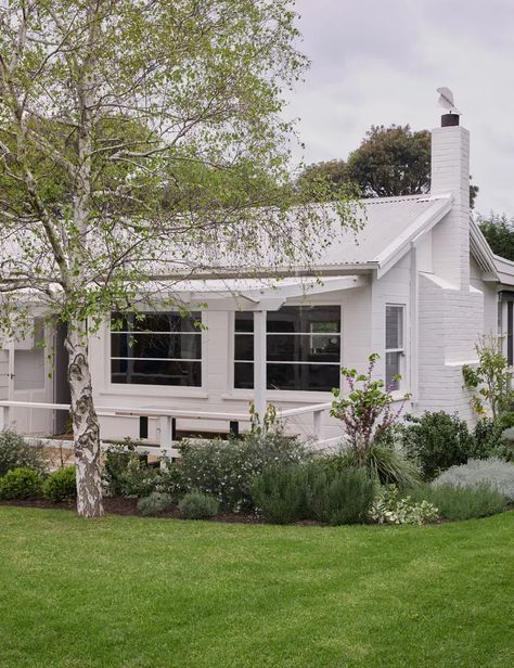 This Eclectic Beach House Is An Ode To The Australian Summer Eclectic Beach House, Olive Cooke, Australian Beach House, Beach Bach, Custom Bunk Beds, Classic Pendant Lighting, Australian Summer, House Colours, Vintage Bar Stools