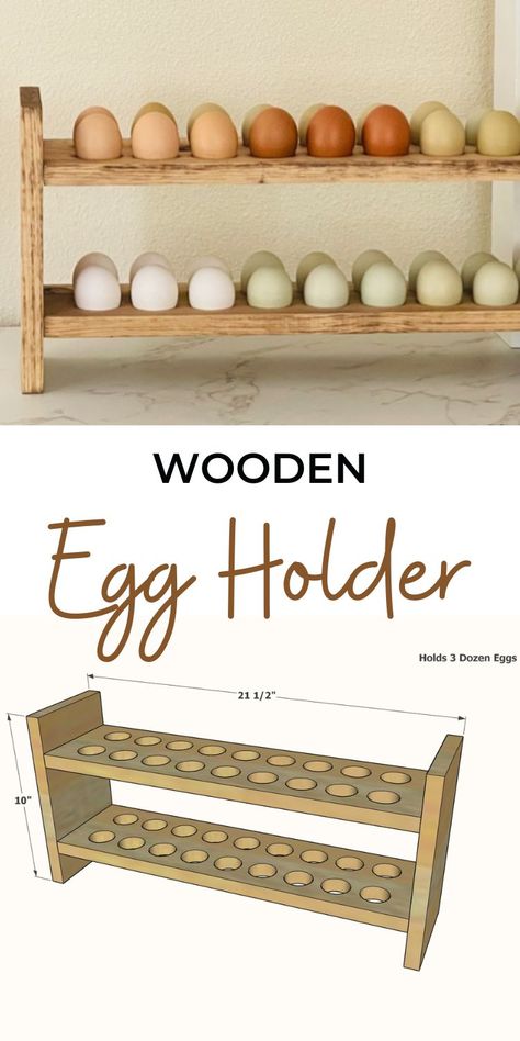 How To Make A Wooden Egg Holder, Wood Egg Holder Diy, Wall Egg Holder Diy, Egg Holder Countertop Diy, Egg Rack Wooden, Stackable Wooden Egg Holder Diy, Farmhouse Egg Holder, Diy Stackable Wood Egg Holder, Egg Rack Diy