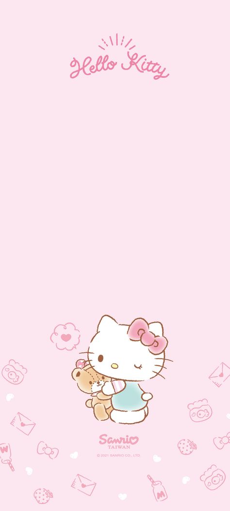 Tiny Chum Wallpaper, Hello Kitty 桌布, Pink Kitty Wallpaper, Marimekko Wallpaper, Tiny Chum, Pink Hello Kitty Wallpaper Iphone, Cats Drawings, Disney Amor, Bears Cute