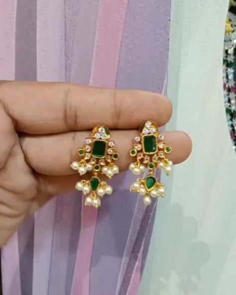 Muthyala Buttalu Earrings, Stone Buttalu Earrings Gold, Nallapusalu Earrings, Gutta Pusalu Earrings Gold, Ear Tops Design, 3 Grams Gold Earrings Indian Latest, Green Beads Earrings Gold Indian, Black Beads Ear Rings Gold, Gold Earrings Designs New Model