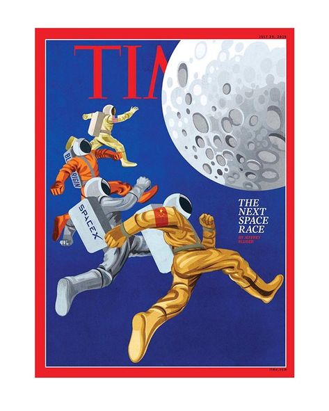 This week’s cover of @time illustrated by SHOUT is a homage to the Dec. 6, 1968, cover illustrated by #robertgrossman . Published shortly before the success of Apollo 8 which made U.S. astronauts the first to orbit the moon and marked a pivotal moment for space exploration. Space Race Poster, Space Race Art, Space Moodboard, Space Magazine, Magazines Cover, Time Cover, Lunar Lander, Planet Coaster, Moon Time