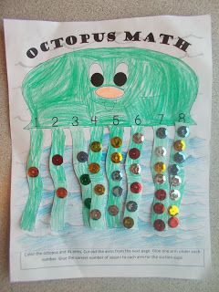 Octopuses will forever bring a smile to my face when associated with preschoolers. When I was student teaching, our lead teacher was te... Preschool Templates, O Is For Octopus, Letter O Activities, Ocean Activity, Ocean Theme Preschool, Preschool Projects, Math Crafts, Ocean Activities, Summer Preschool