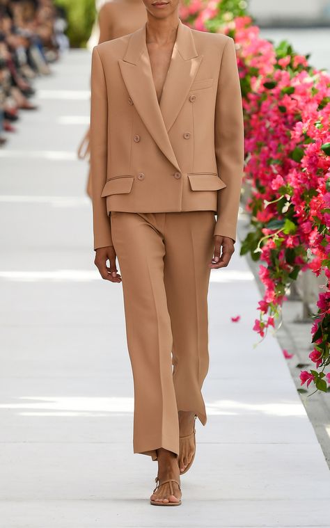 Cropped Crepe Blazer By Michael Kors Collection | Moda Operandi Crepe Blazer, Top Design Fashion, Michael Kors Collection, Spring Summer 2024, Summer 24, Business Suit, Spring 2024, 2024 Collection, Parisian Style