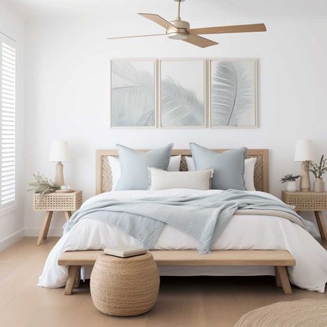 3 Chic Hamptons Bedroom Designs That Invite Serenity • 333+ Art Images Coastal Style Bedroom Ideas, California Coastal Bedroom Ideas, Hamptons Coastal Bedroom, Coastal Bedrooms Decor, Coastal Interior Design Bedroom, Coastal Interior Design Ideas, Costal Bedroom Idea, Beach Guest Bedroom, Serene Bedroom Ideas