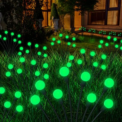 Halloween Decorations Solar Spooky Lights Outdoor - 2PACK 16LED Wind Dance Green Swaying Firefly Lights with Halloween Party Decor, Outdoor Waterproof Solar Garden Lights for Yard Patio Home Decor Halloween Solar Lights, Party Decor Outdoor, Halloween Lighting Outdoor, Small Solar Panels, Solar Lawn Lights, Backyard Walkway, Outdoor Decorative Lights, Solar Garden Lights, Outdoor Fairy Lights