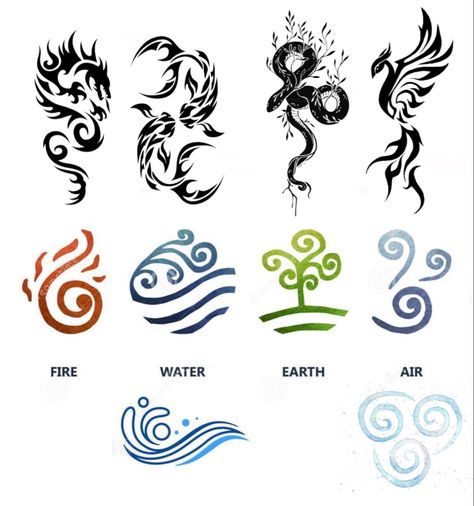 How To Draw Elements, Fenix Tattoo Design, Elemental Tattoo, Manga Making, Four Elements Tattoo, Element Tattoo, Avatar Tattoo, Beer Types, Air Tattoo