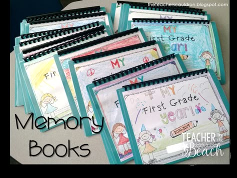 The last 2 weeks of school, we've been working on our last part of our memory books. I posted about them before, you can read about them {HERE}. Don't they look so beautiful all finished?! I love how Student Memory Book, Class Memory Book, Start Scrapbooking, Memory Book School, School Pic, Journaling Writing, Student Portfolios, Preschool Graduation, School Activity