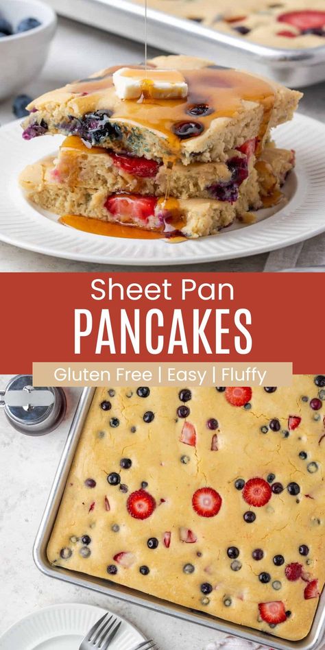 This Gluten Free Sheet Pan Pancake is an Easy Gluten Free Breakfast Meal Prep that will be loved by everyone in the family! These Sheet Pan Pancakes Gluten Free will be a great Easy Breakfast Meal Prep Gluten free! This is the perfect Gluten Free Family Breakfast fro those busy summer days! By adding fresh fruit it makes it a refreshing Summer Breakfast Ideas Gluten Free! | Berry Sheet Pan Pancakes | Easy Gluten Free Pancake Recipe | Easy Sheet Pan Pancakes | Easy Sheet Pancakes | Gluten Egg Free Breakfast, Breakfast Pizza Gluten Free, Easy Breakfast Ideas Dairy Free, Oat Flour Sheet Pan Pancakes, Dairy Free Breakfast On The Go, Gluten Free Sheet Pan Quesadillas, Dairy Free Sweet Breakfast Ideas, Meal Prep Breakfast Ideas Gluten Free, Gluten Free Dairy Free Baked Oatmeal