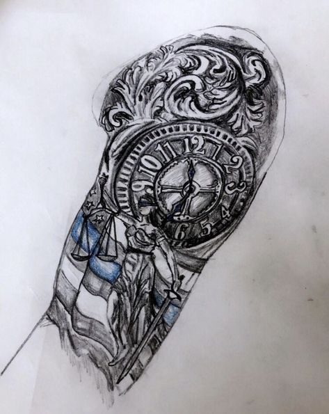 Cop Tattoos, Police Tattoos, Blue Line Tattoo, Law Enforcement Tattoos, Sleeve Tattoo Inspiration, Police Tattoo, Archangel Michael Tattoo, Collar Tattoo, Michael Tattoo